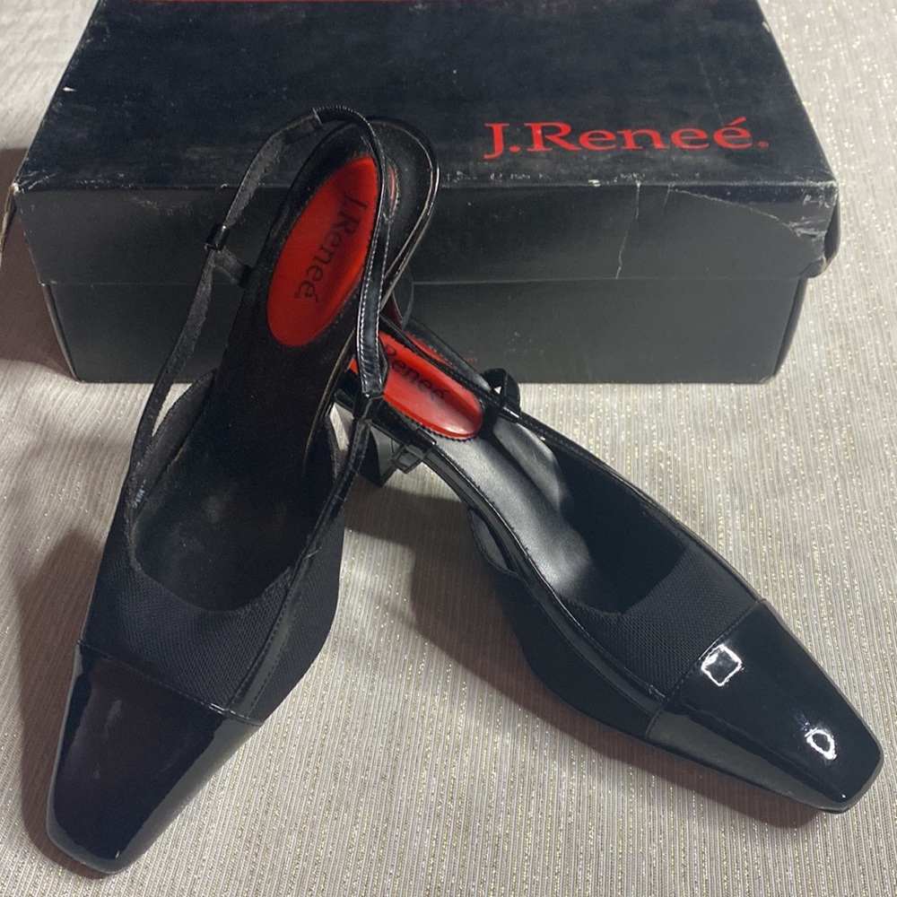 J. Renee KENISHA women’s slingback heels shoes size 5 1/2 black color